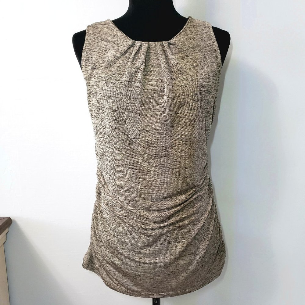 7th Ave fitted sleeveless ruched tank top size Small career neutral office